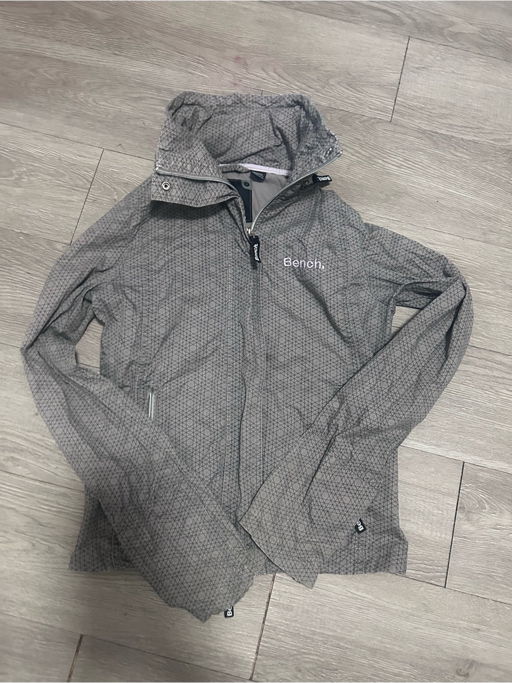 Bench Gray Patterned Hooded Bomber Jacket